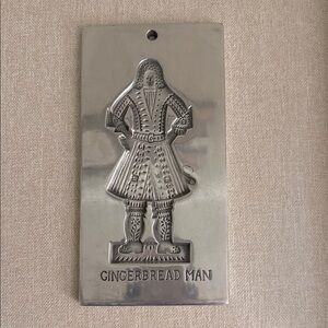 Vintage Silver Metal Gingerbread Man Mold Used in The Bakeshop Williamsburg, VA